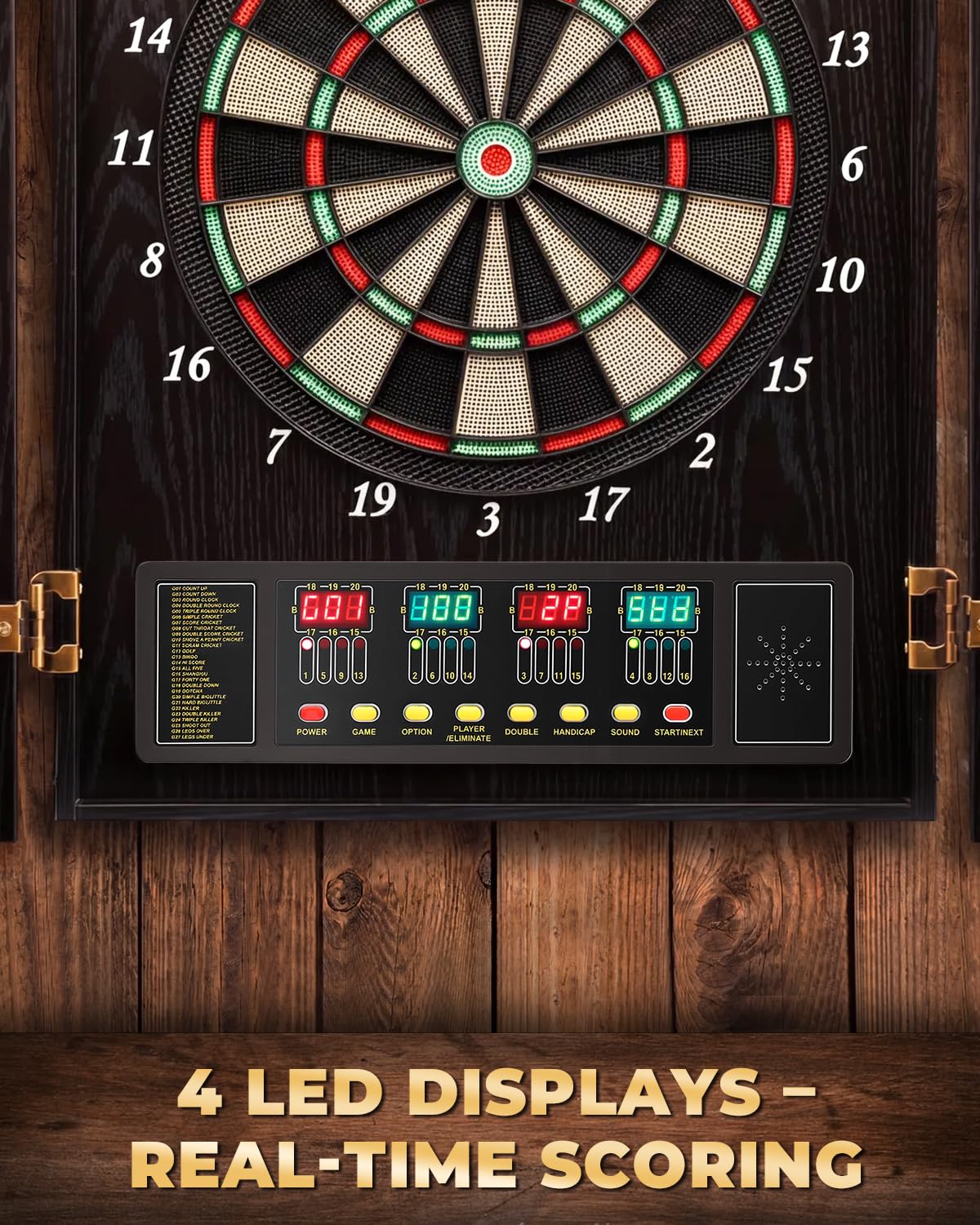 Freccette Elektronische Dartscheibe mit Schrank, LED Soft Tip Dartscheibe