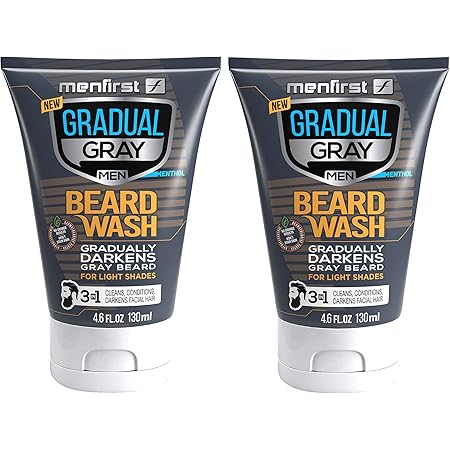 MENFIRST Gradual Gray Darkening Beard Wash for Men, 4.6 Fluid Ounces, Light Shades, Pack of 2