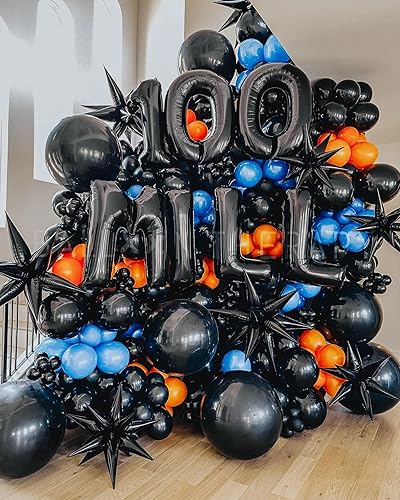 Miniatura 4 de CYMYLAR 3 globos de aluminio con forma de estrella de explosión 3D de 26 pulgadas, globos de papel de aluminio negro con forma de explosión para