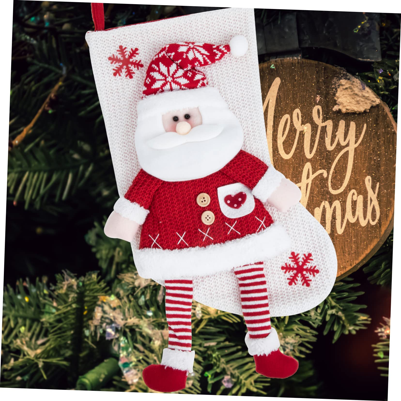 TOPBATHY 2 Pz Calzini di Caramelle Natalizie Decorazioni Natalizie Calze Natalizie Personalizzate Calza Appesa di Natale Calze di Babbo Natale Calza di Natale Tessuto a Maglia