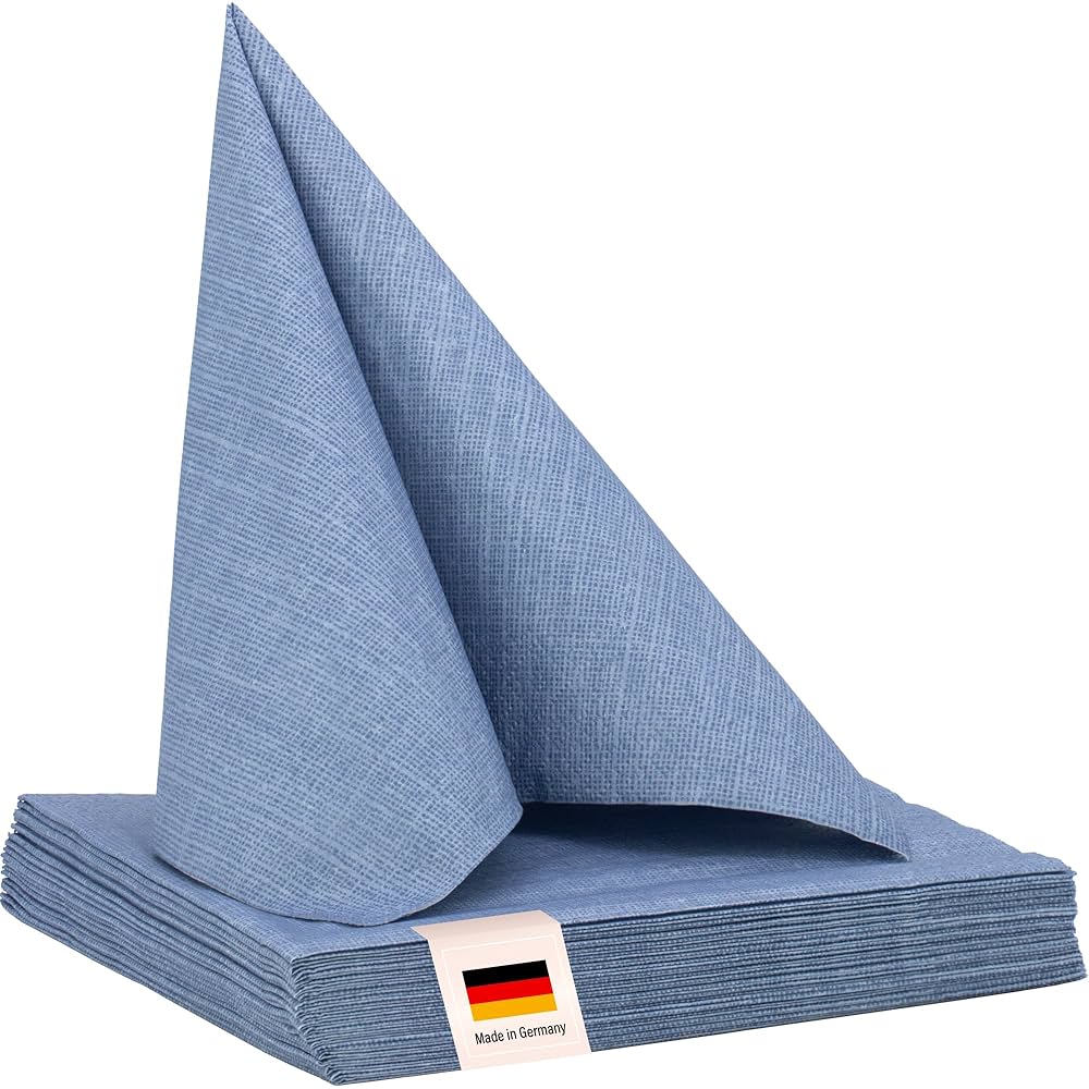 Tovaglioli Di Carta 100% Mosel - 20 Pezzi 33x33 Cm, Blu Fumo, Per Matrimoni E Feste Eleganti - Foto 2