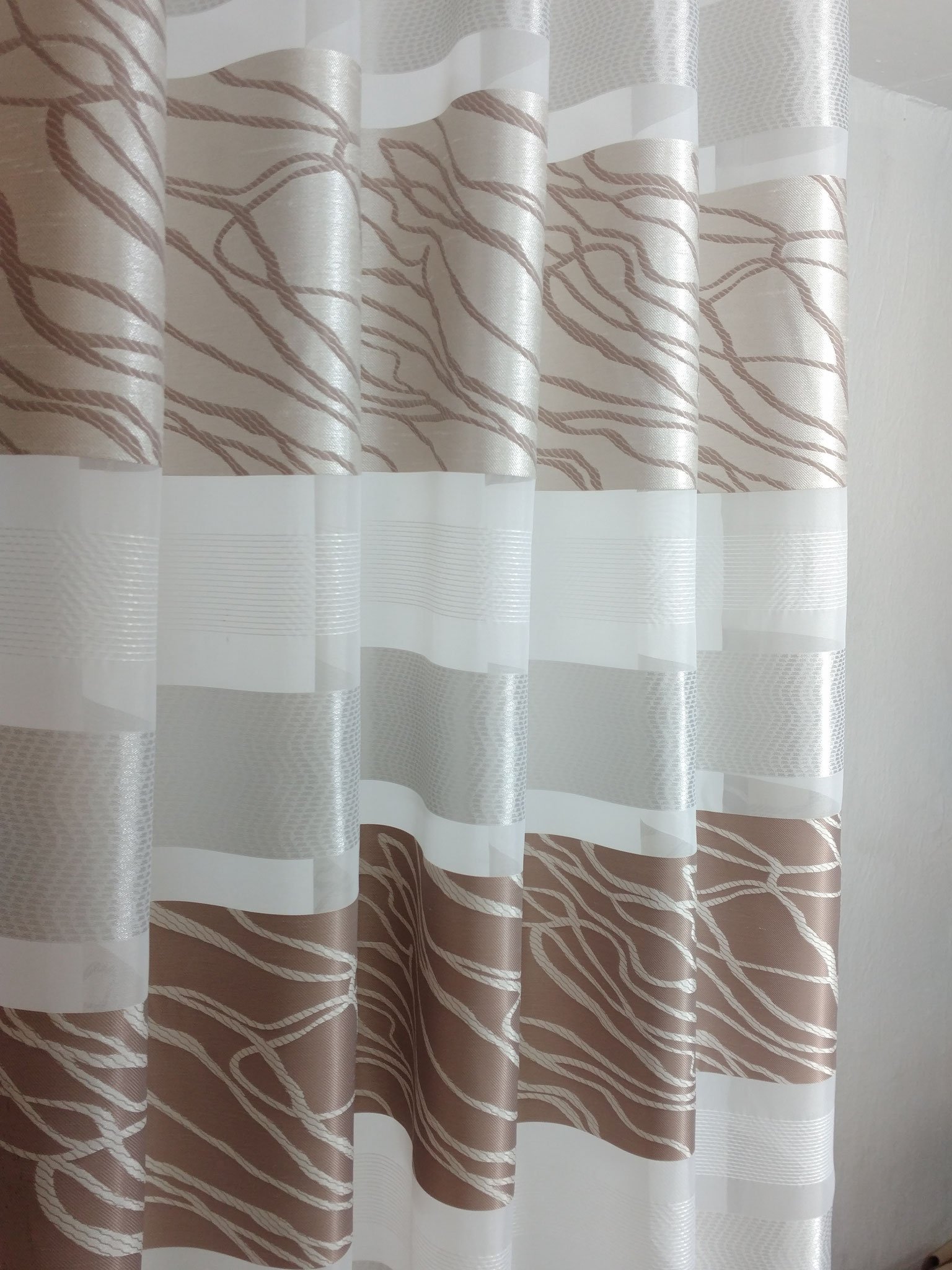 Sun World Vorhang nach Maß Trondheim, Gardinen nach Maß, Gardine maßgeschneidert, Kräuselband, Schlaufen, Maßanfertigung von 70cm bis 330cm Höhe, Braun (265cm)