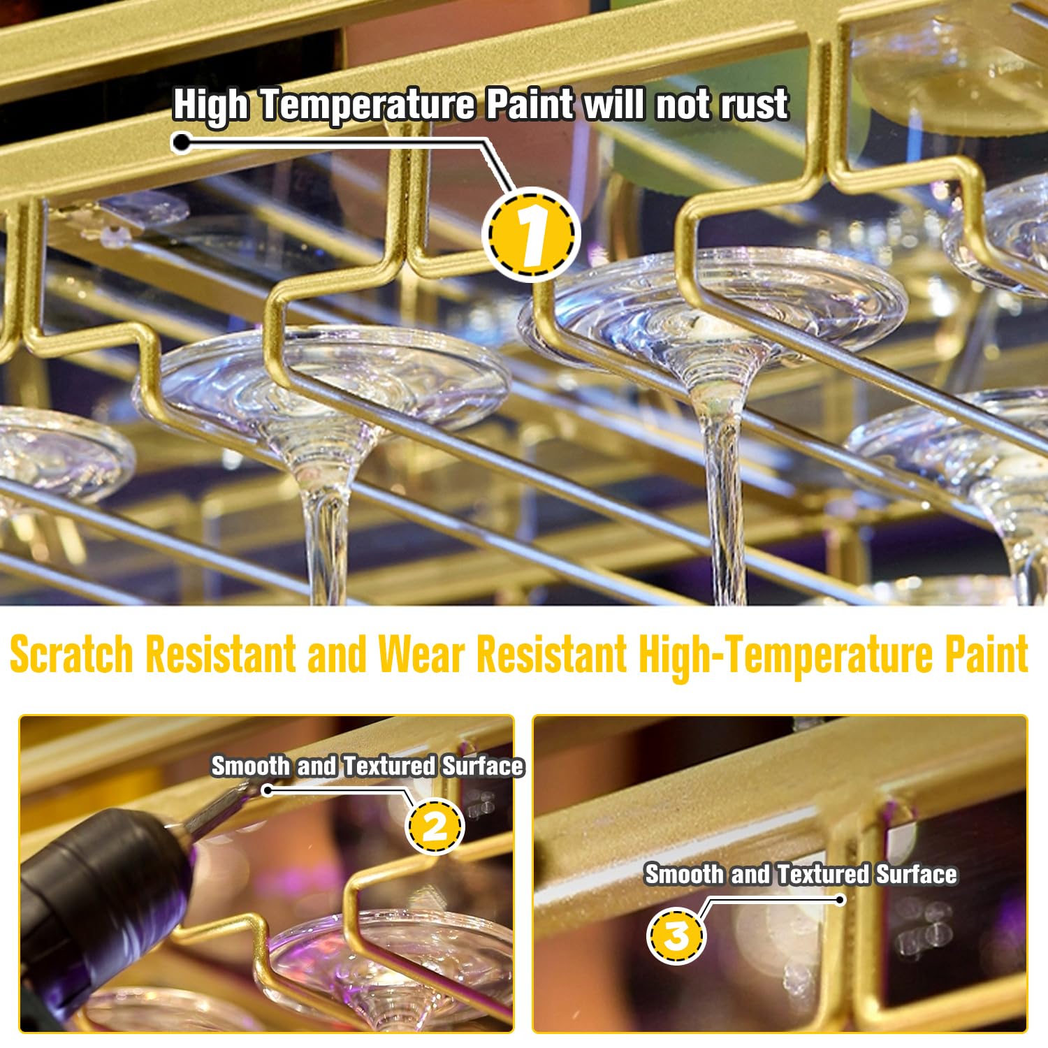 KUZRZNH Ceiling Wine Rack&Hanging, Adjustable Hanging Wine Rack with Acrylic Board for Bar Cafe Kitche, 39.4''x13.8'' Iron Hanging Wine Glass Racks, Wine Bottle, Goblet Stemware Rack, Mug Rack-Gold