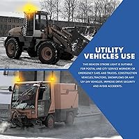 Vista 3 de Luces de baliza estroboscópicas ámbar con base magnética, barra de luz mini de emergencia de flash de seguridad de 12-24V para camiones, vehículos