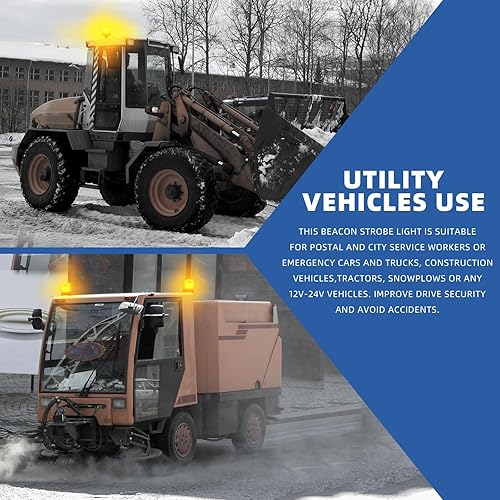 Miniatura 3 de Luces LED ámbar de 12-24 V de advertencia de seguridad intermitente de emergencia en carretera estroboscópica mini barra de luz con base magnética