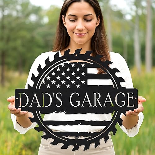 Miniatura 35 de Letrero personalizado de taller de garaje para hombres – Arte de pared de metal con nombre personalizado para entusiastas de autos, constructores y