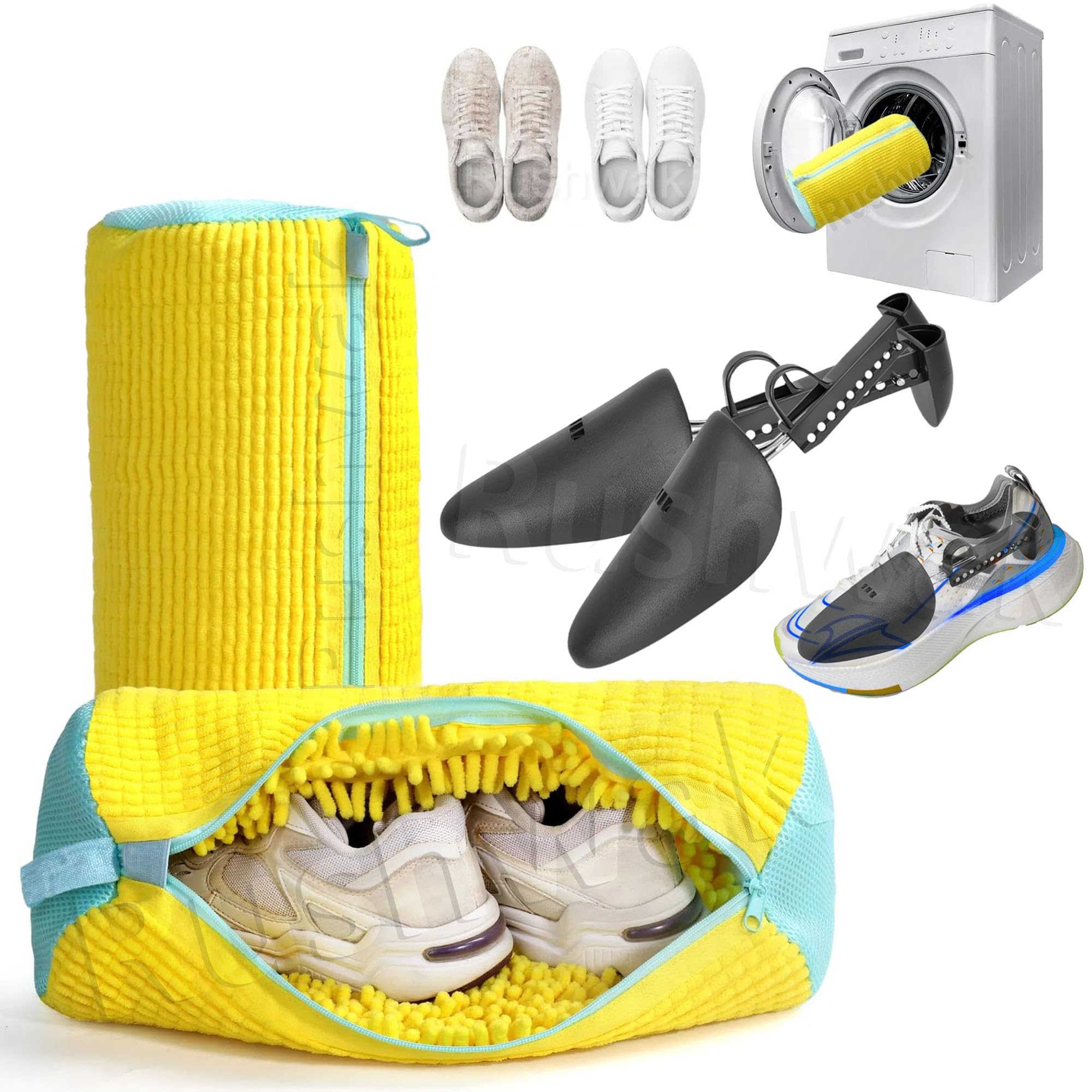 Rushwak Shoe washing machine bag Laundry shoe bag for washer and dryer Reusable and Durable Zipper Plush Washing Machine Bag for Sneakers, Running Shoes, Sock and Toys