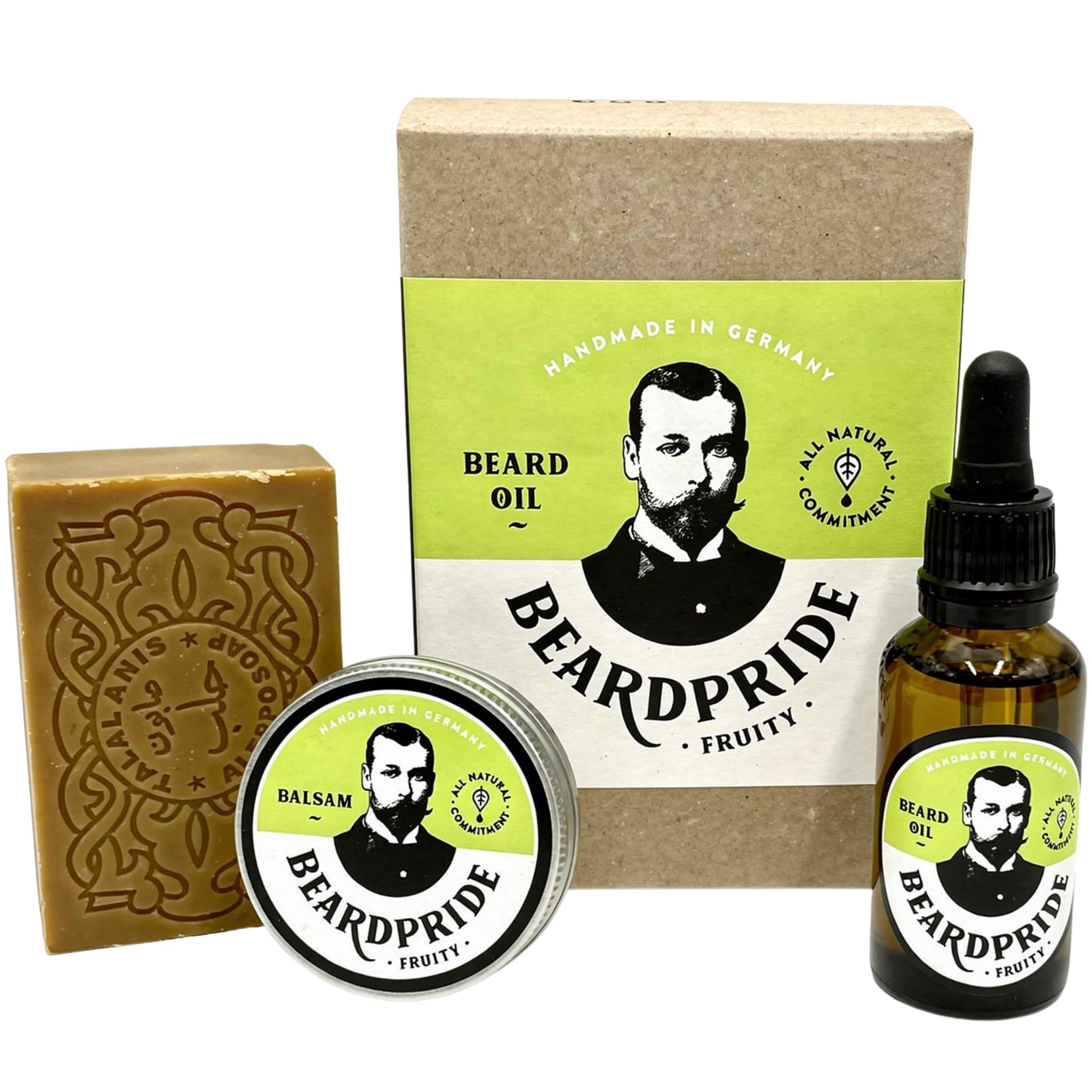 Beardpride® Bartpflege Set für Männer | Bartöl + Bartbalsam + Bartseife | Das perfekte Herren Geschenk Set für Bart und Haut | Handgefertigt aus 100% kaltgepressten Bio Ölen | Von Barbieren empfohlen