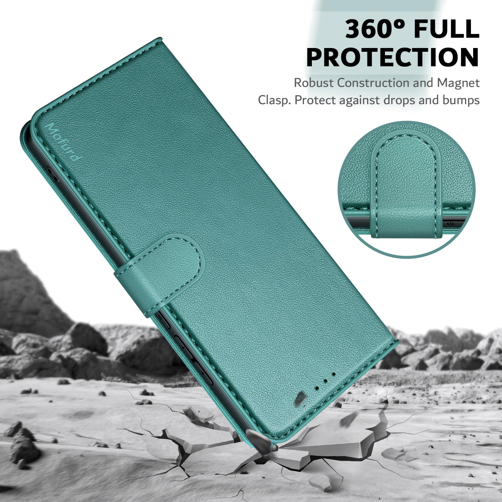 Etui do Samsung Galaxy A57 5G książka ze skóry PU, [z 2 sztukami szkła hartowanego] Odporny na wstrząsy futerał na portfel [blokada RFID] [Funkcja stojaka] [gniazdo kart], zielony