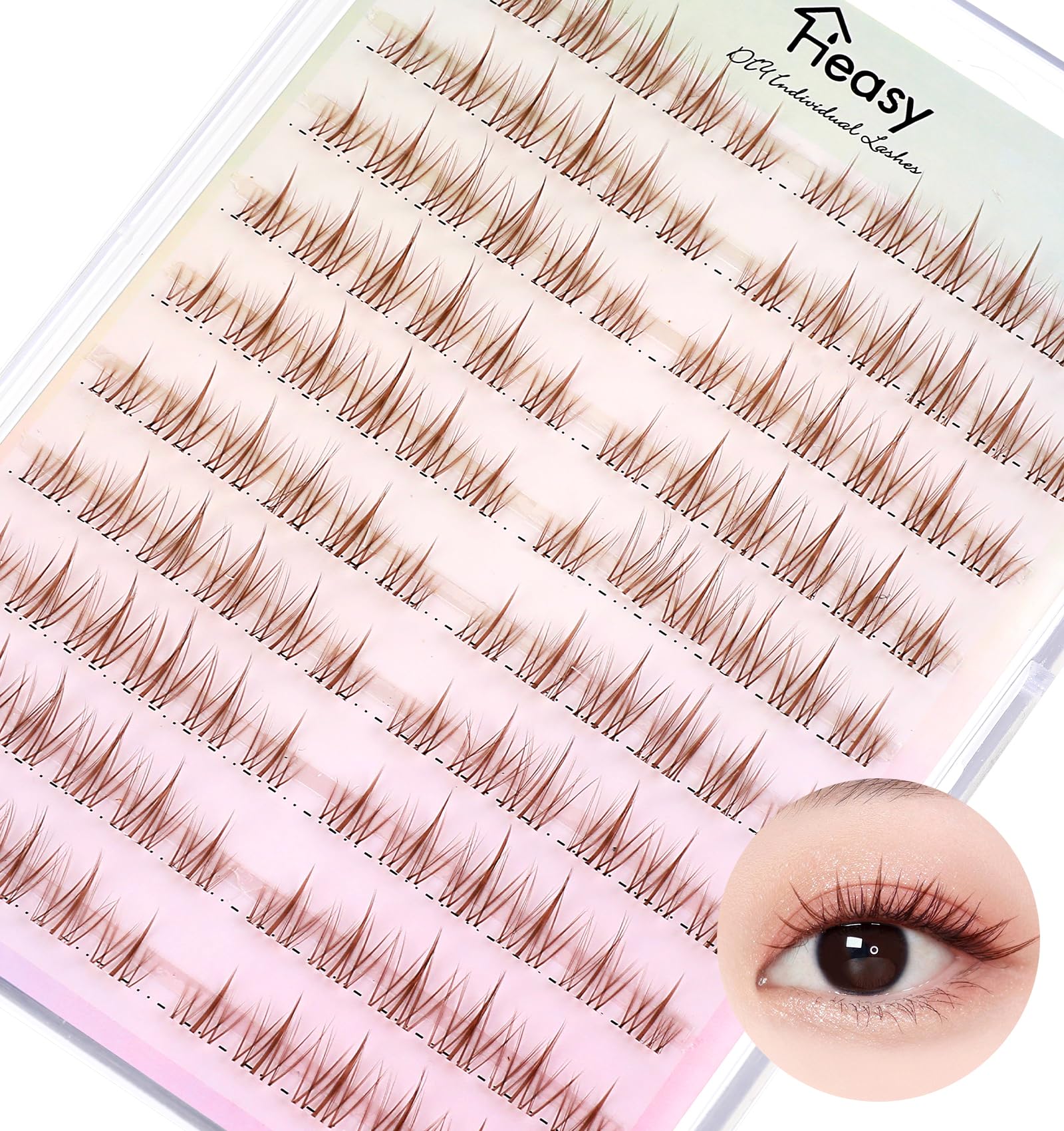 120Pcs Brown Lash Clusters Manhua C-Curl D-Curl Individual Lashes Beginner-Friendly 9-12mm Length