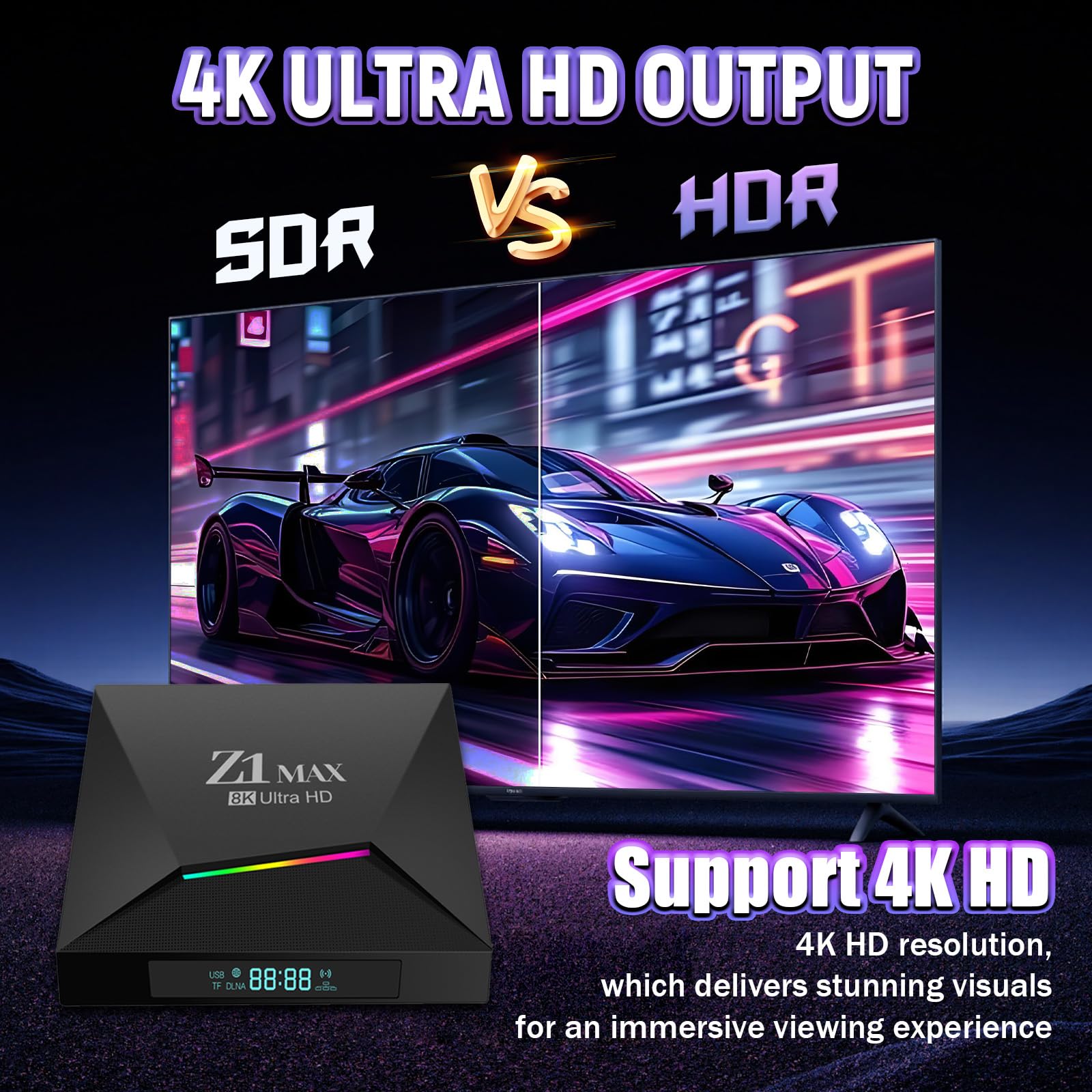 Amazon.com: Z1 MAX Android 10.0 TV Box, 4K Ultra HD Smart Box for