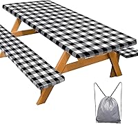 Vista 54 de Funda de mesa de picnic con fundas para bancos, elementos esenciales de camping, mantel de camping impermeable y a prueba de viento con bolsa