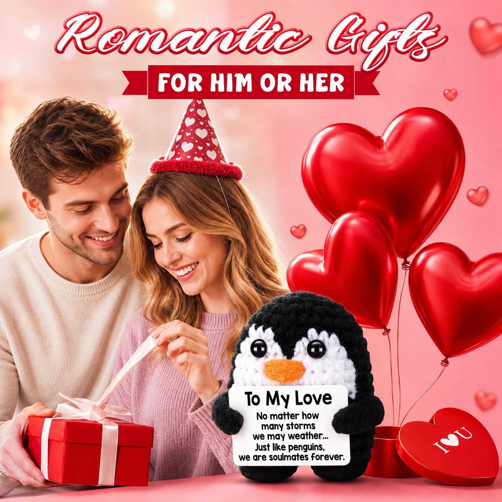 Regalos para él, su novio, novia, To My Love hecho a mano, mini pingüino, aniversario, regalos de cumpleaños para mujeres y hombres, románticos regalos de San Valentín I Love You para esposa, marido 5