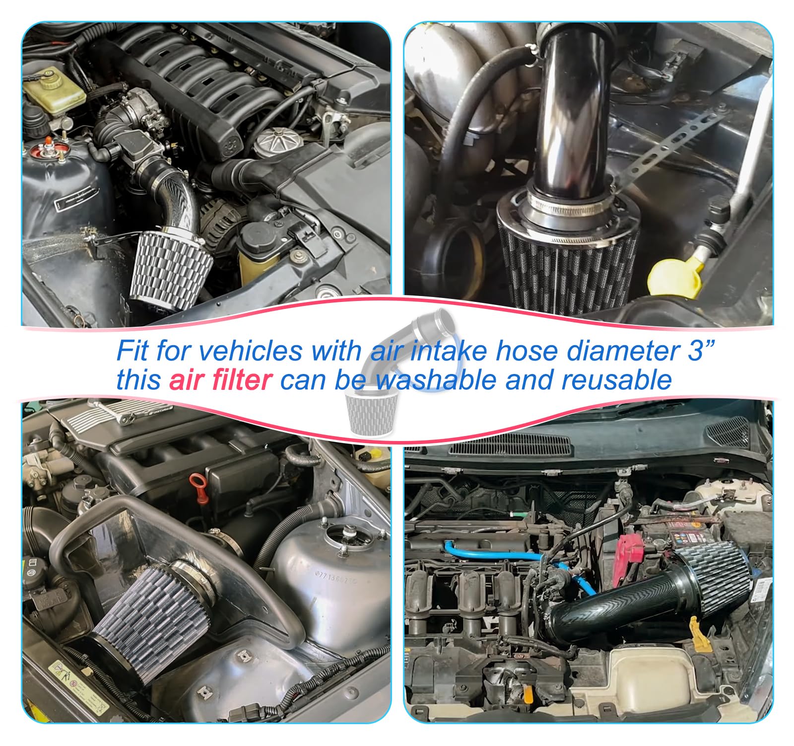 Kit De Inducción De Filtro De Admisión De Aire Frío Para Automóvil De 3