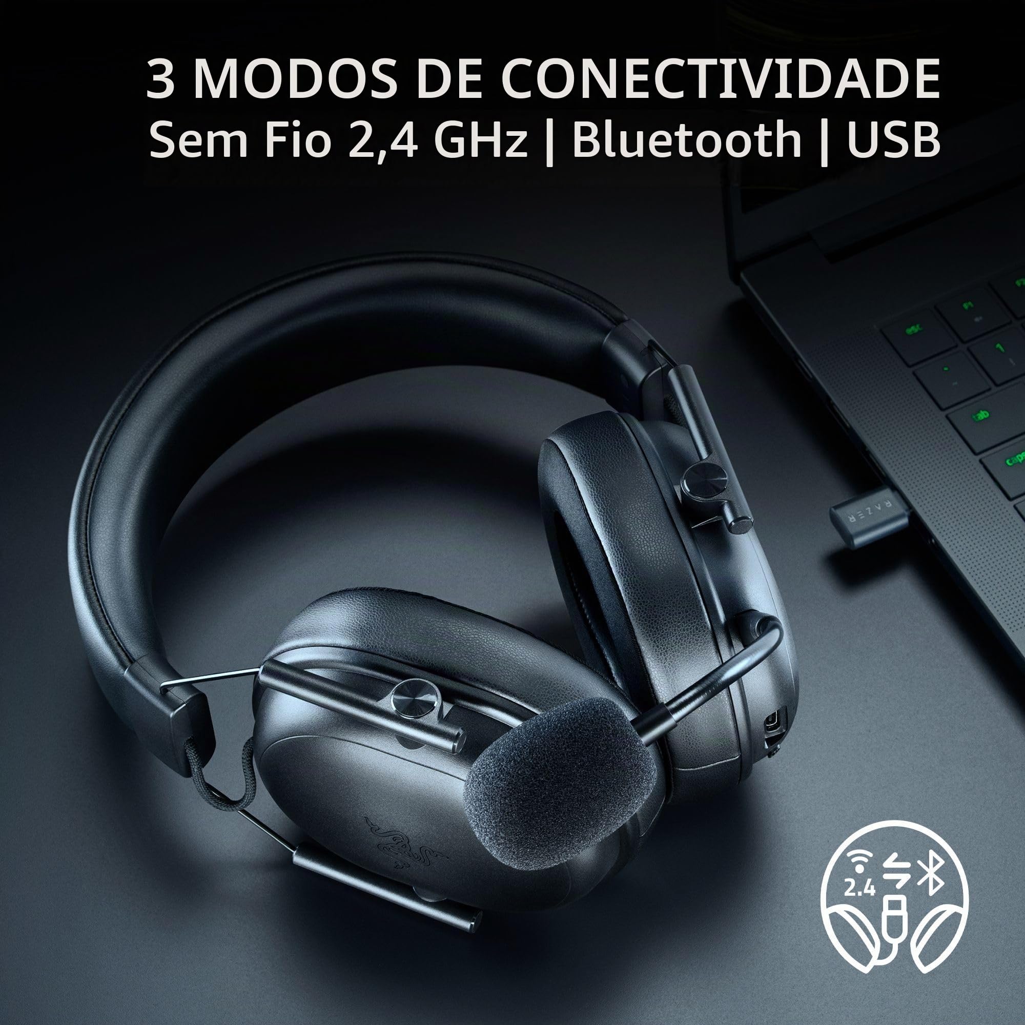 Razer BlackShark V3 X HyperSpeed Preto Headset Gamer Sem Fio para