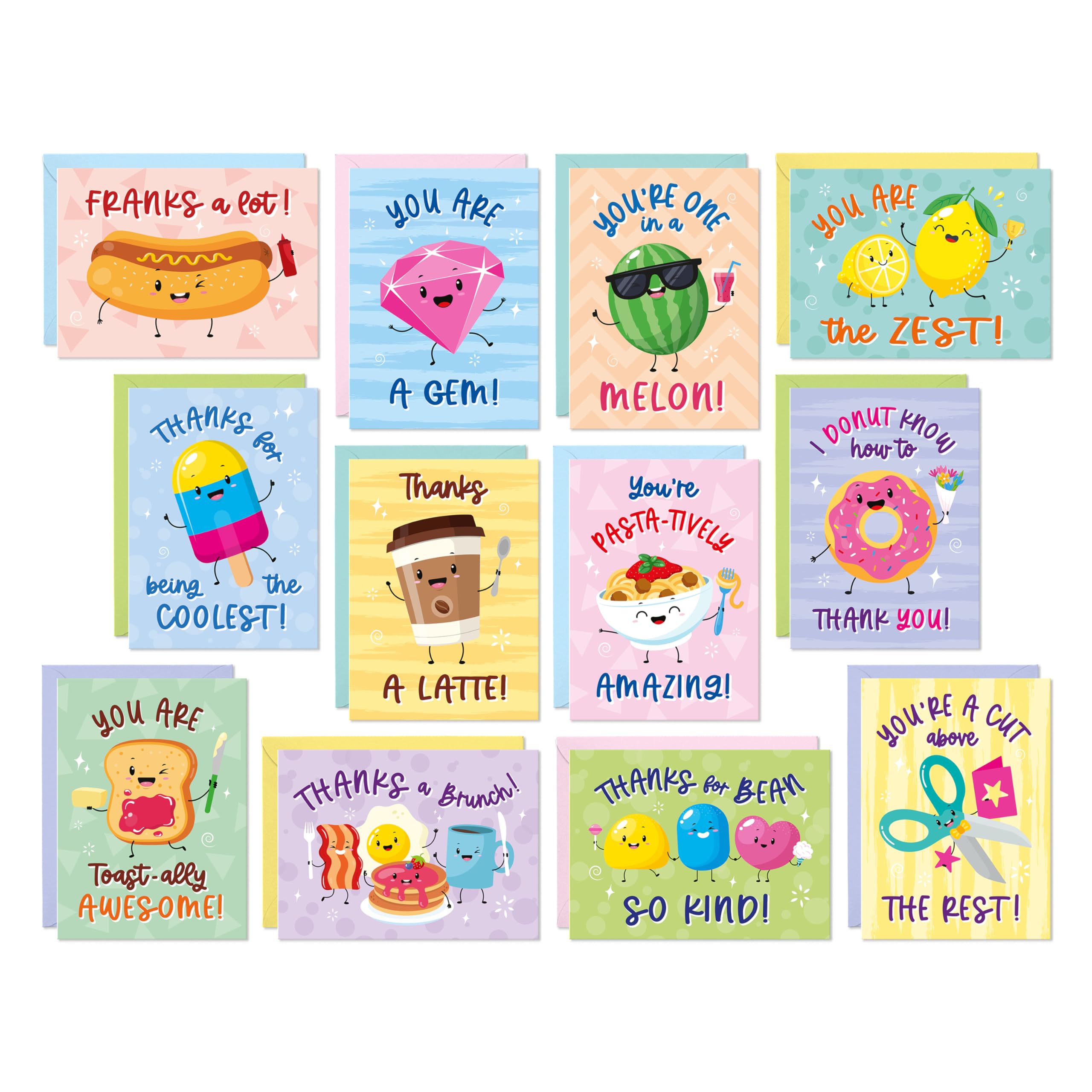 S&O Assorted Funny Thank You Cards with Envelopes - Cute Thank You Cards for Teachers, Office Coworker, Employee & Staff Appreciation - Appreciation
