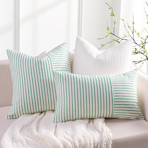 Miniatura 2 de YCOLL Juego de 2 fundas de almohada de granja de 18 x 18 pulgadas, fundas de almohada lumbares modernas, fundas de almohada decorativas de lino a