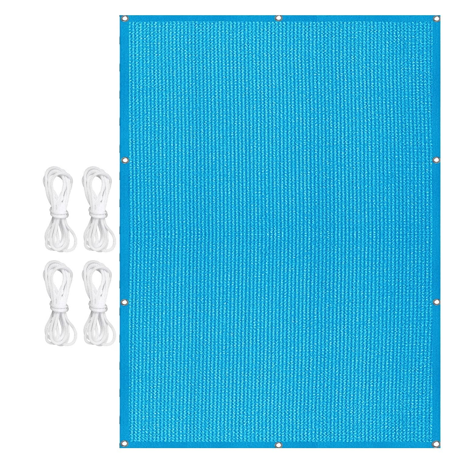 Voile d'ombrage rectangulaire 3x3m en HDPE bleu avec cordes pour balcon