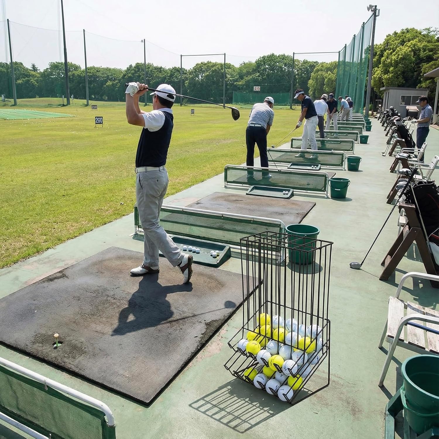 MyGift Golf Ball Basket Holder - Matte Black Metal Wire Golf Ball Dispenser and Countertop Display Rack