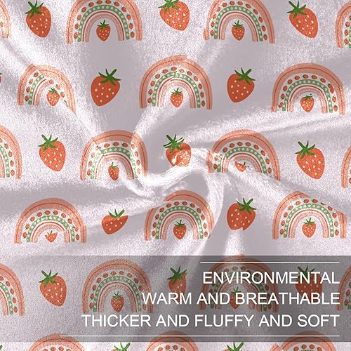 Miniatura 7 de Pink Strawberry Pattern Sofa Throw Blanket Winter Sofa Throw Blanket Lightweight Ultra-Soft Throws 60x90 Inches for Car, Living Room, Bed Flannel