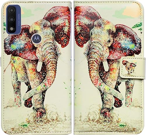 Funda para Motorola Moto G PureMoto G Power 2022, funda de cuero con diseño de elefante con tapa para teléfono con ranura para tarjetas, soporte