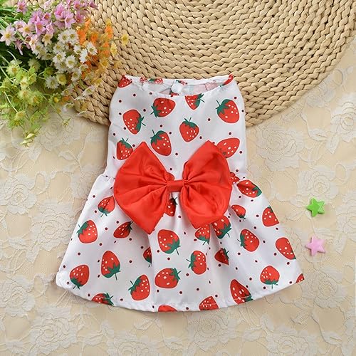 Miniatura 4 de shlutesoy Vestido sin mangas con estampado floral para mascotas, con lazo grande, color vibrante, disfraz de princesa para perros pequeños, falda