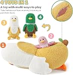 PEACH CAT Banana Duck Plush 1 Mommy 19.7" Banana Duck Stuffed Animal with 3 Cute Babies Inside, 4 Pieces Plushies Toy Set Gifts for Girls and Boys