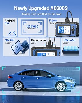 TOPDON AD600S OBD2 Scanner, Diagnostic Tool for ABS SRS Transmission Engine Code Reader, 9 Services Scan Tool, Oil/Brake/BMS/SAS/DPF/TPMS/ETS Reset/ABS Bleeding/Injector Coding, Lifetime Free Update