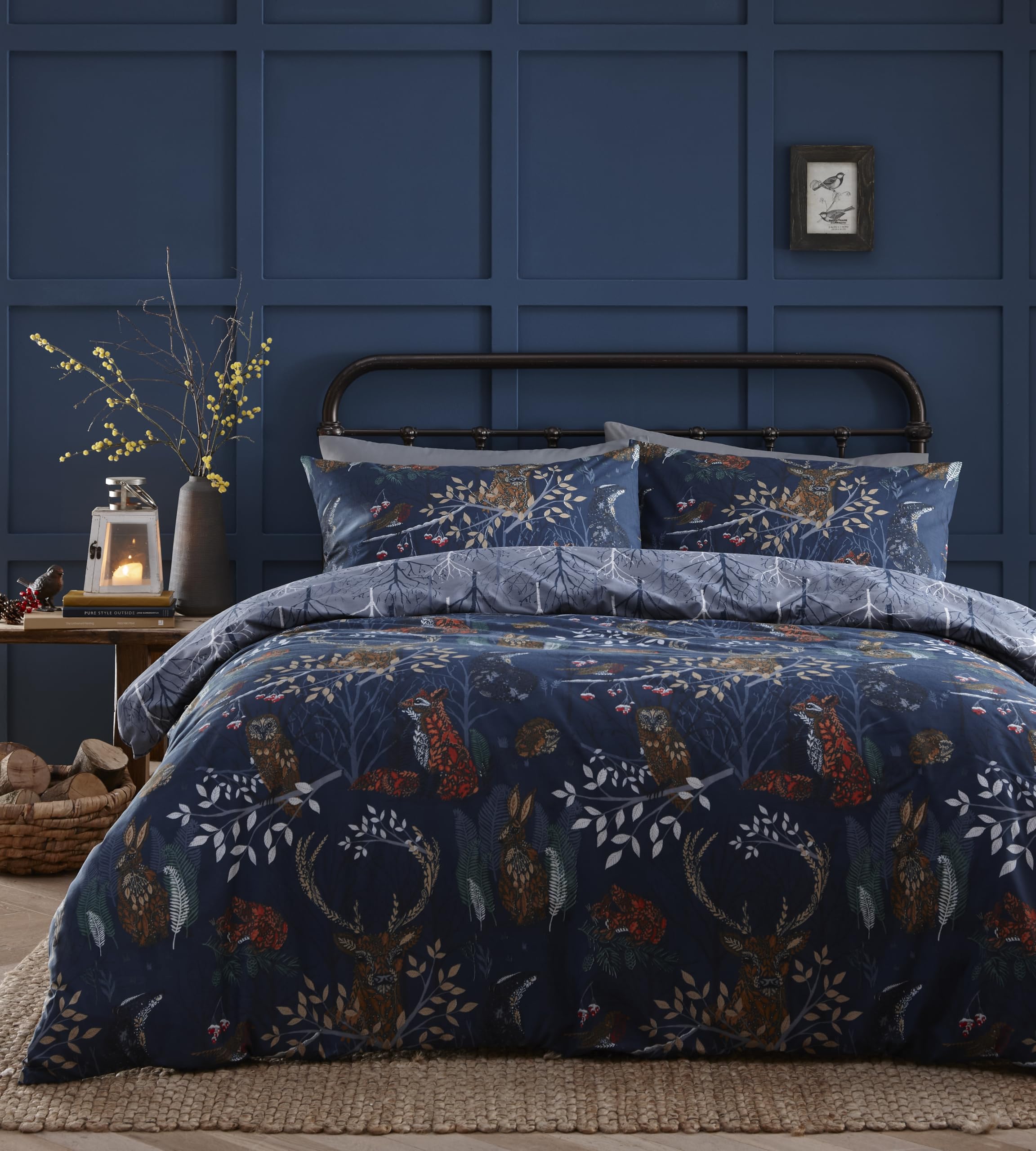 Furn. Forest Fauna Double Navy Duvet Set