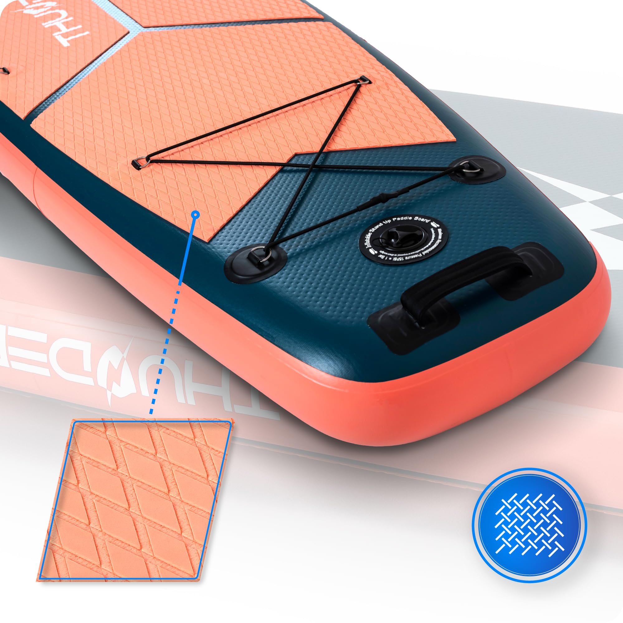 THUNDER Sup Gonflable 365 cm avec Siège Kayak & Support Caméra – Set Touring Complet avec Pompe, Pagaie & Sac à roulettes – Sup Pro jusqu'à 150 kg