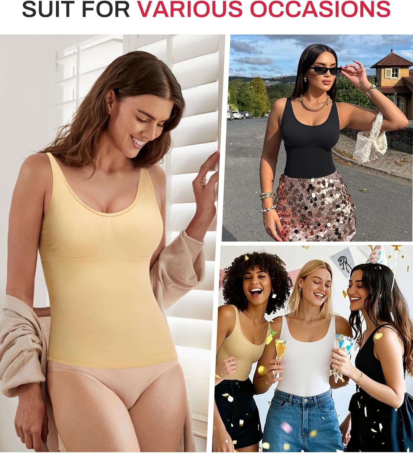 KUMAYES Compression Tank Tops for Women Tummy Control Shapewear Seamless Body Shaper Workout Camisole Cami Tops - Image 6