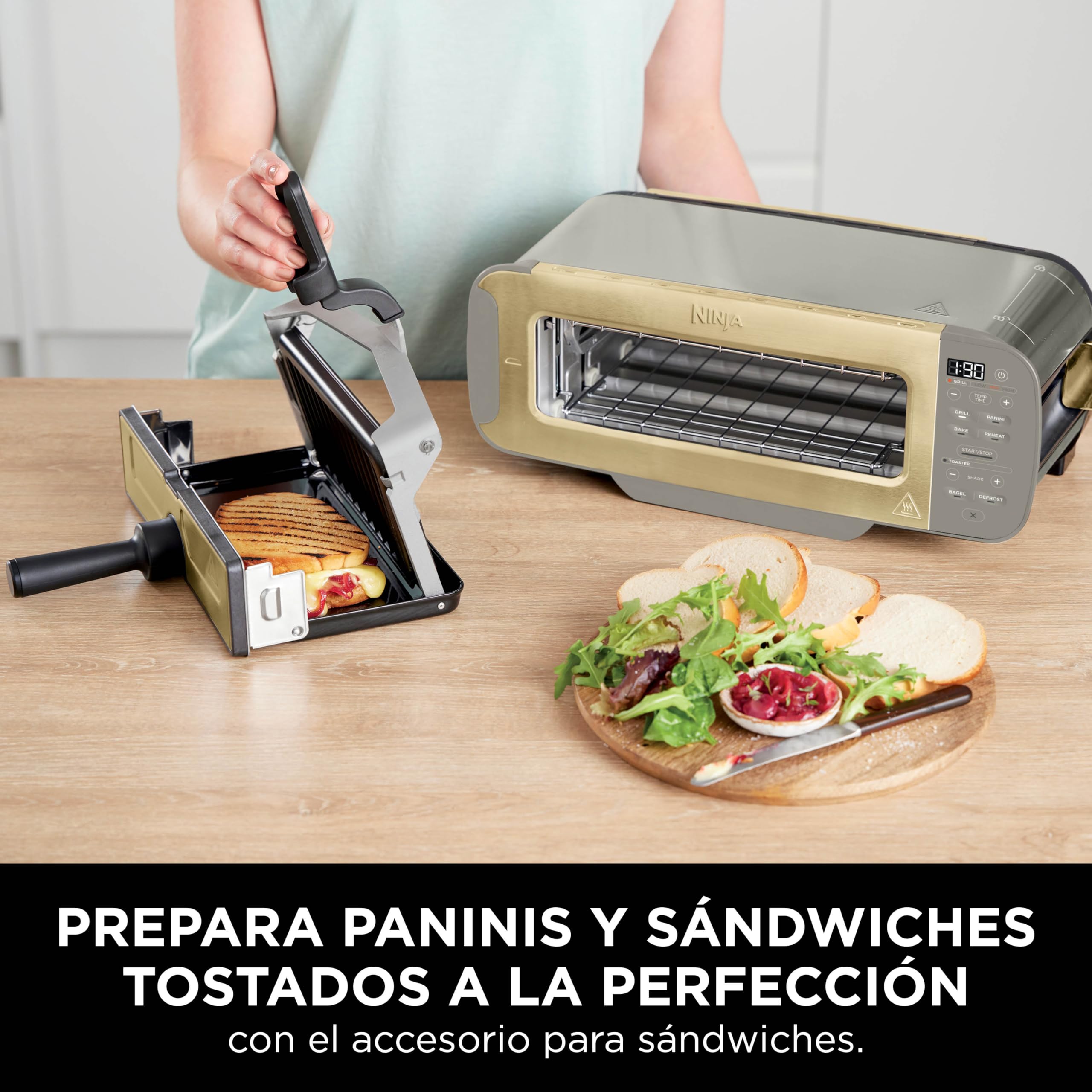 Ninja Foodi Tostadora, Parrilla y Sandwichera 3 en 1, ST202EUSTGD