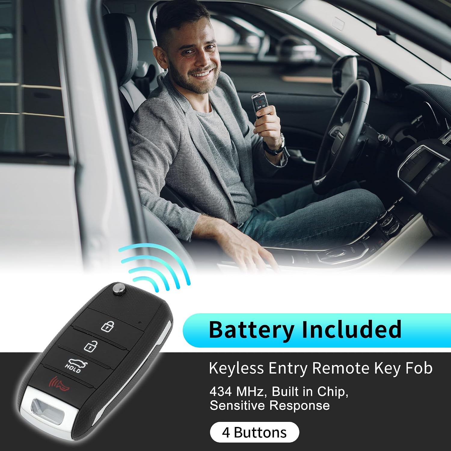 X AUTOHAUX SY5JFRGE04 434 MHz Replacement Keyless Entry Remote Smart Key Fob for Kia Optima 2016 2017 2018 2019 2020 No.95430-D4010 4 Buttons