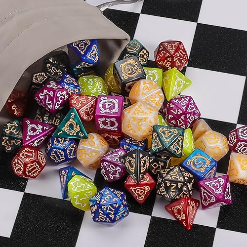 Vista 60 de CiaraQ Juego de dados poliédricos – Dados de juego de rol DND para juegos de mesa RPG de Calabozos y Dragones, multicolor, 70 piezas