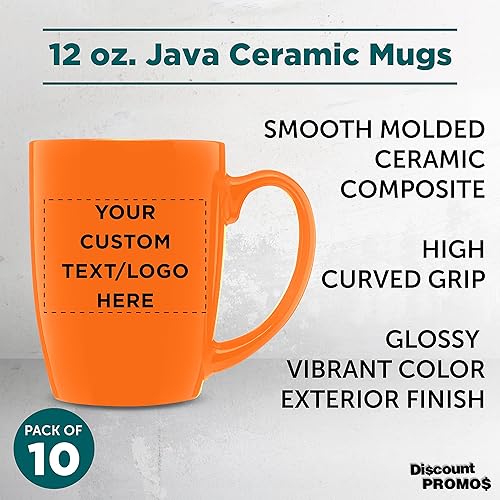 Miniatura 3 de Juego de tazas de café Java curvadas personalizadas, paquete de 100, logotipo personalizado, texto, 12 onzas, tazas de cerámica para restaurante,