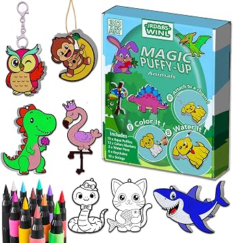 JRD&BS WINL 3D Art Kit for Kids Aqua Puffy Up Cute Animals, Paint by Number Craft for Kids, DIY Craft Activity for Ages 3-12,Travel Gifts for Girls & Boys Ages 4,5,6,7,8,9,10 Animals