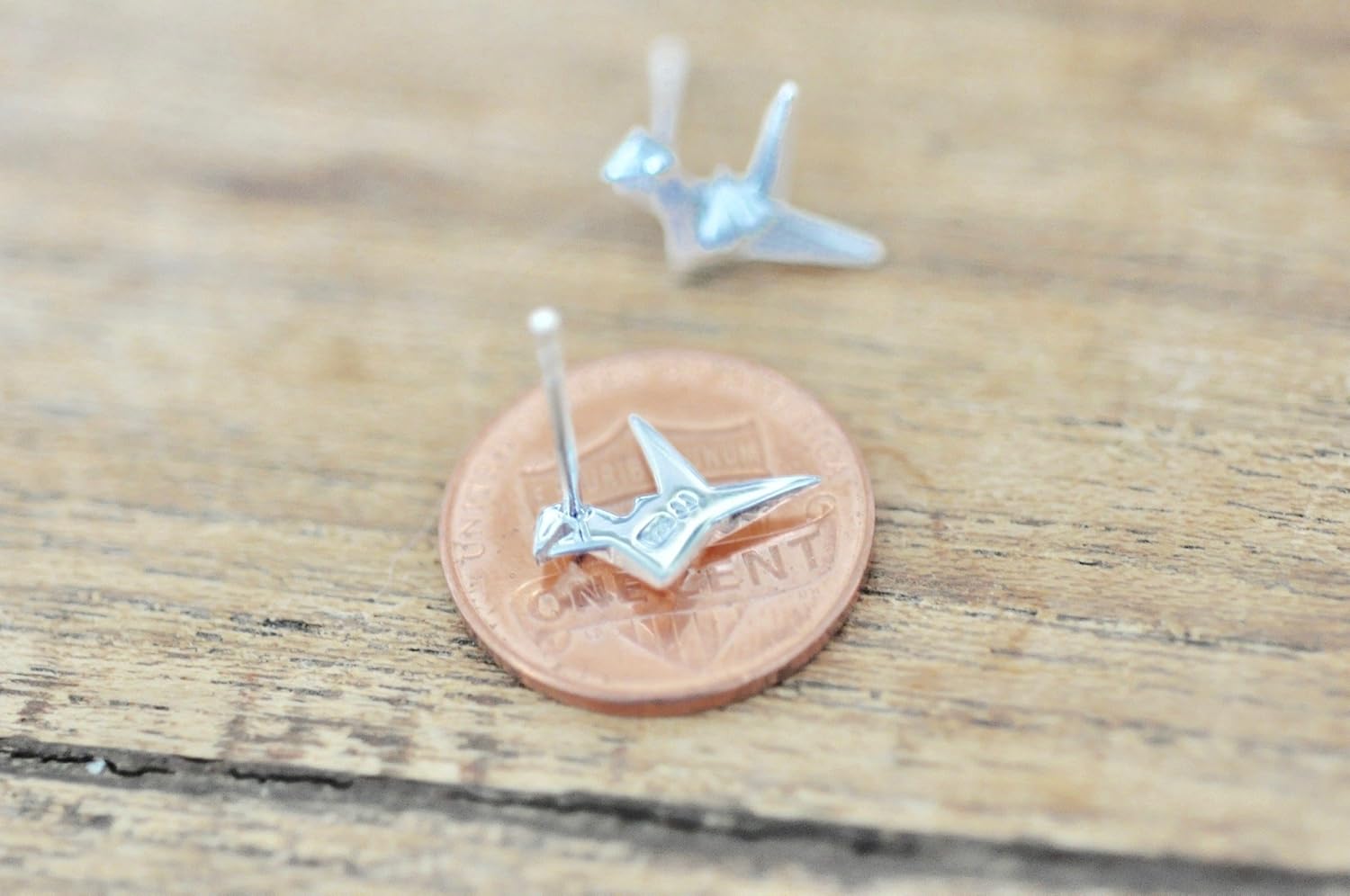 Origami Crane Earrings in Sterling Silver 925 - Image 6
