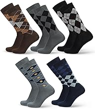 ANCHOR, Cotton Argyle Socks for Men Full Length, Formal Cotton Mens Socks, Free Size, Pack of 5