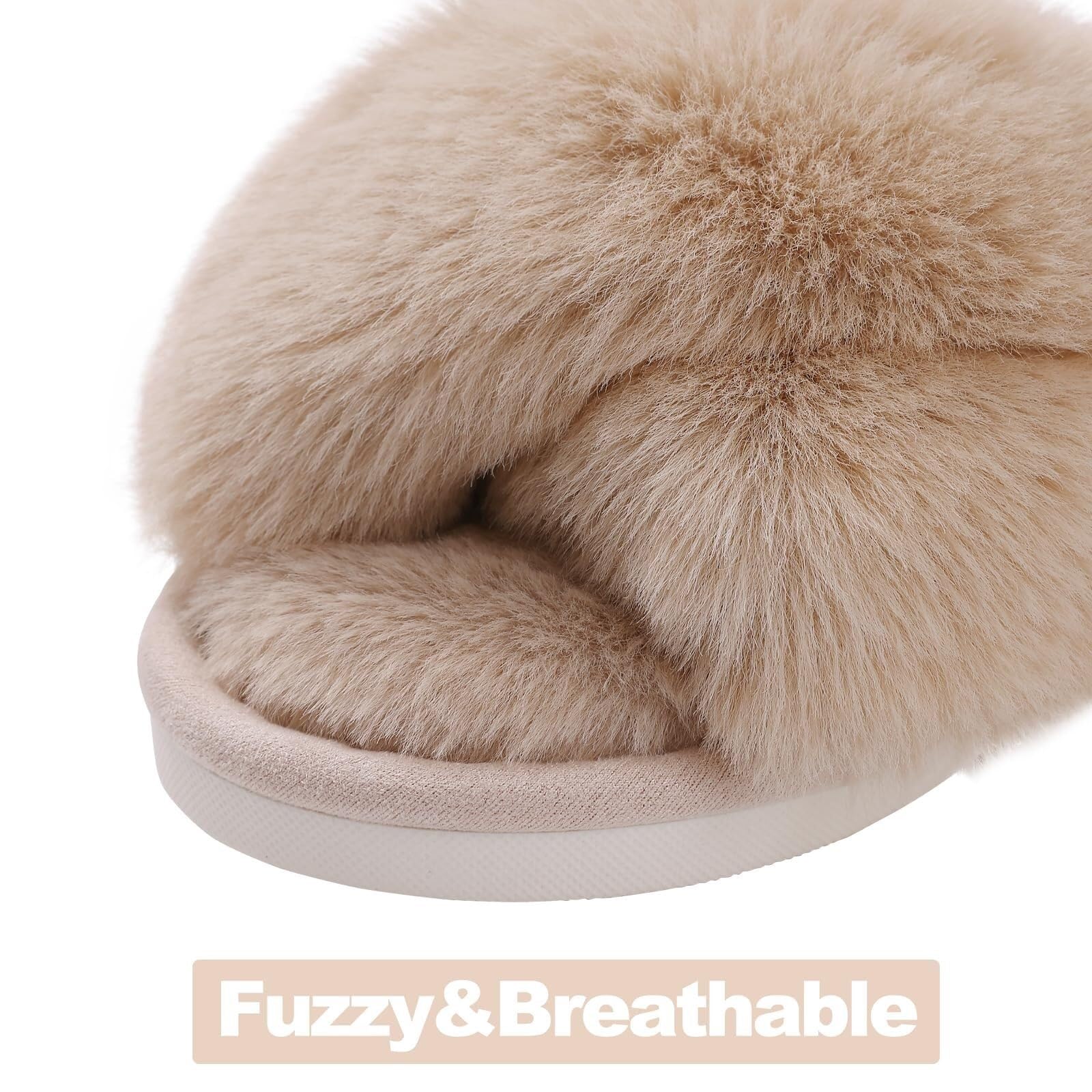 Pantofole Morbide Incrociate Soffici Pantofole da casa for Donna Scarpe Invernali in Cotone Peloso con Punta Aperta for Interni Pantofole morbide e accoglienti pelose Casual