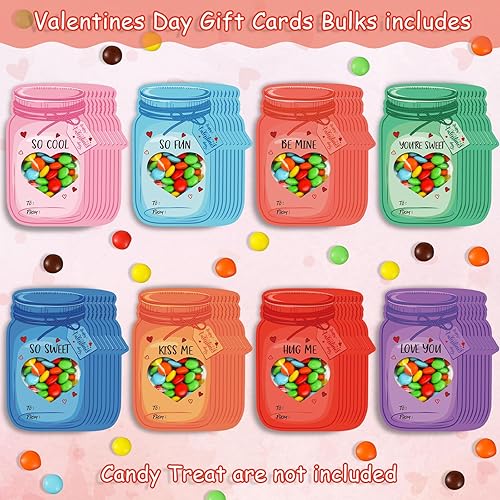 Miniatura 3 de Paquete de 40 tarjetas para el día de San Valentín para niños, tarros coloridos, tarjetas de feliz San Valentín para niños, regalos únicos de San