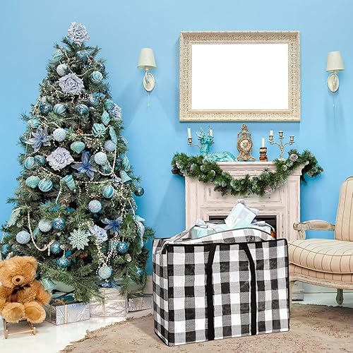 Miniatura 7 de 2 bolsas de almacenamiento de adornos de Navidad, bolsas de almacenamiento para árbol de Navidad, bolsas de almacenamiento de 27 x 20 pulgadas,