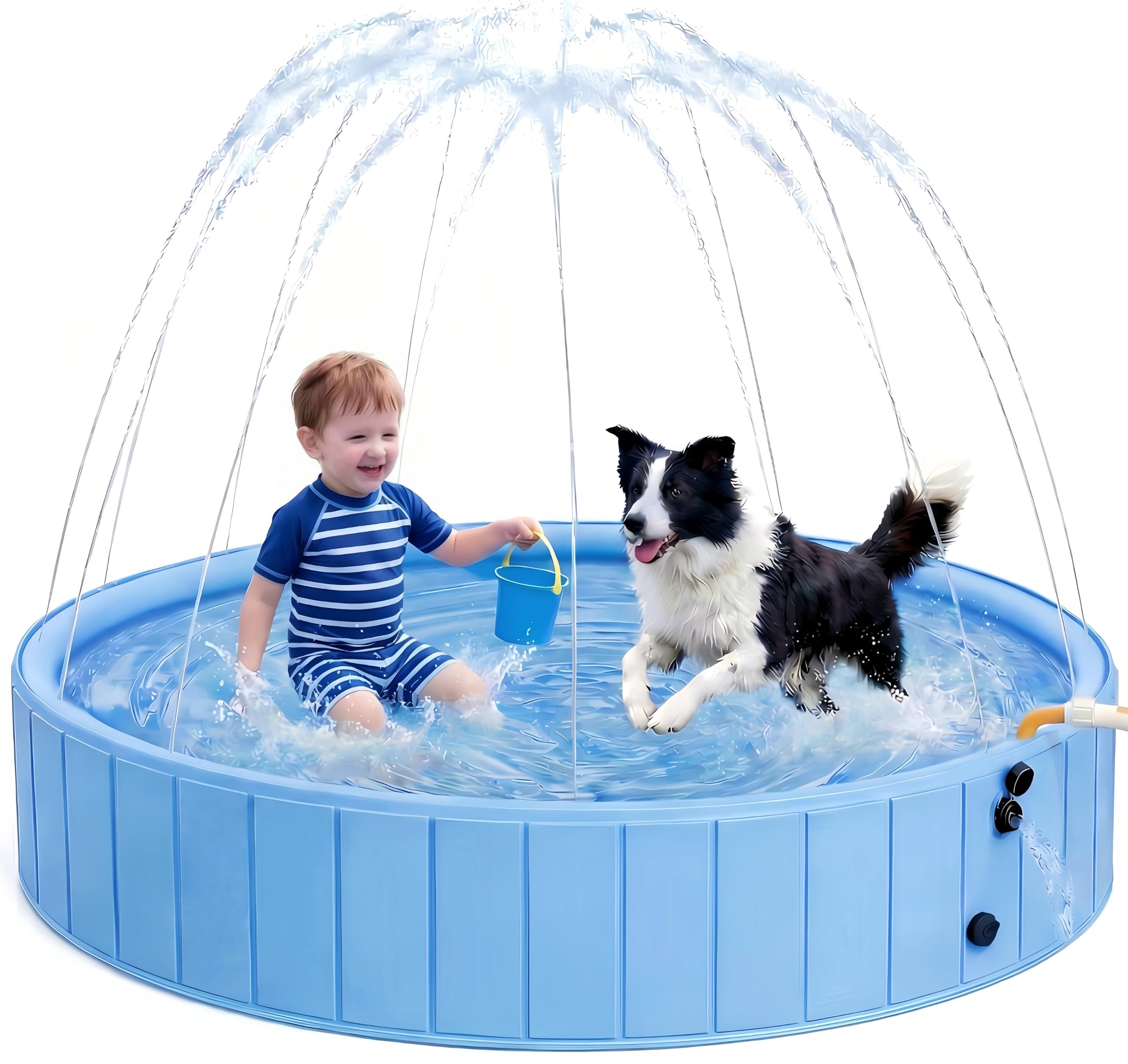2026新登場 ビカト ペットプール 噴水付き 犬用プール 折りたたみ式 空気入…