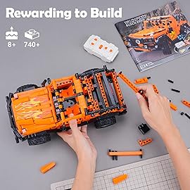 VERTOY STEM Building Car Toys for Kids Boys - Remote & APP Control Block Set, Birthday Gifts for Age 8-12 13+ Year Old, Bigger Orange Model(740+ pcs)