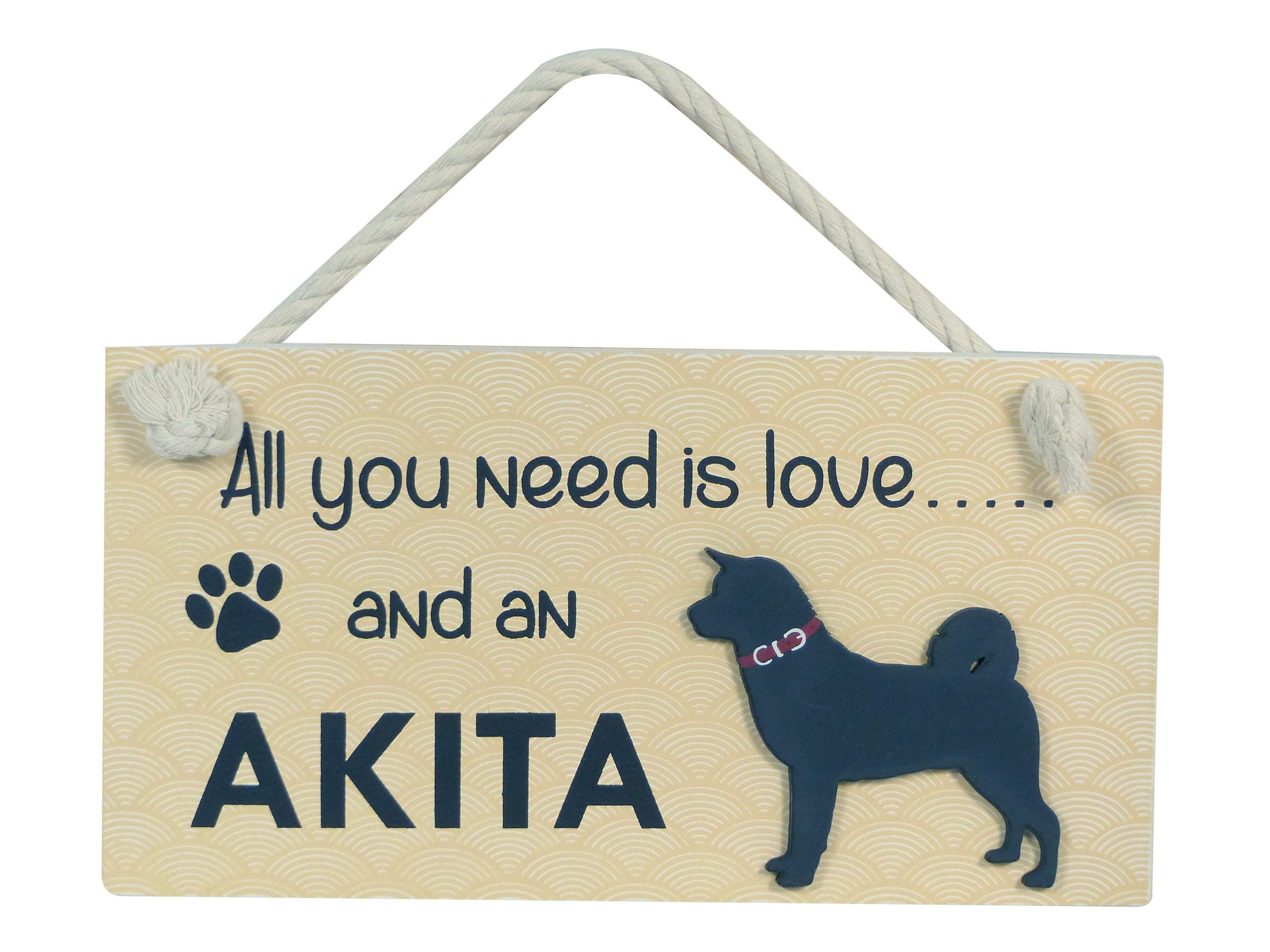 Instant Gifts Wooden Pet Sign - All You Need Is Love and an Akita