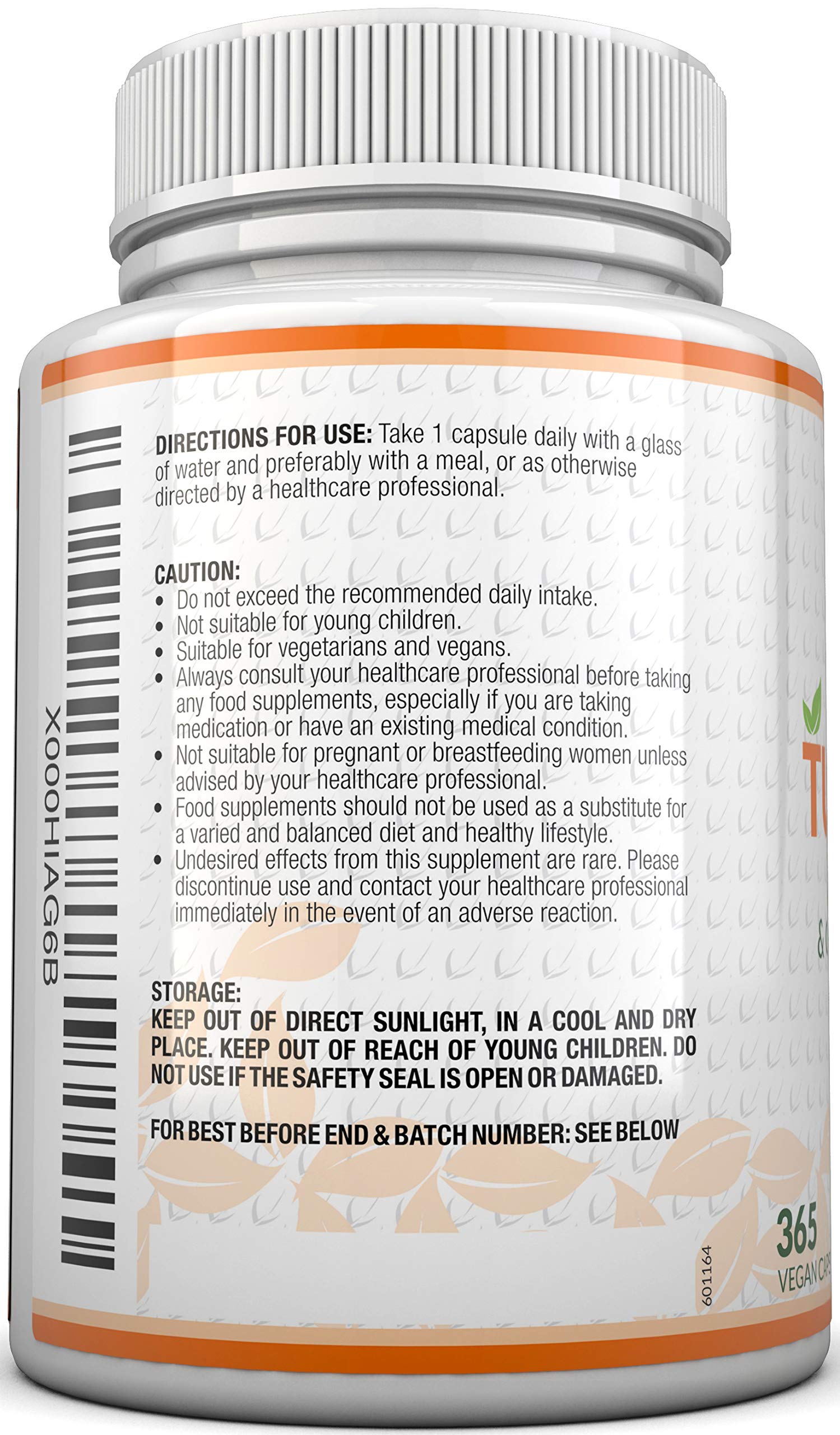 Turmeric Curcumin Organic High Strength 600mg, 365 Capsules with