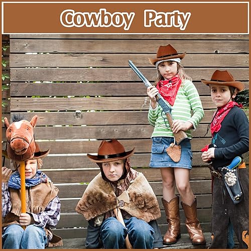 Miniatura 5 de Hercicy Sombrero de Vaquero Occidental para Niños Sombrero de Vaquera para Niños y Niñas Disfraz de Vestir, Suministros para Fiestas de Navidad y