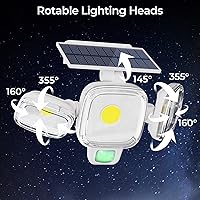 Vista 8 de CINOTON Luces solares con sensor de movimiento para exteriores, luces de seguridad LED con 3 modos y control remoto, IP65 impermeables, alimentadas