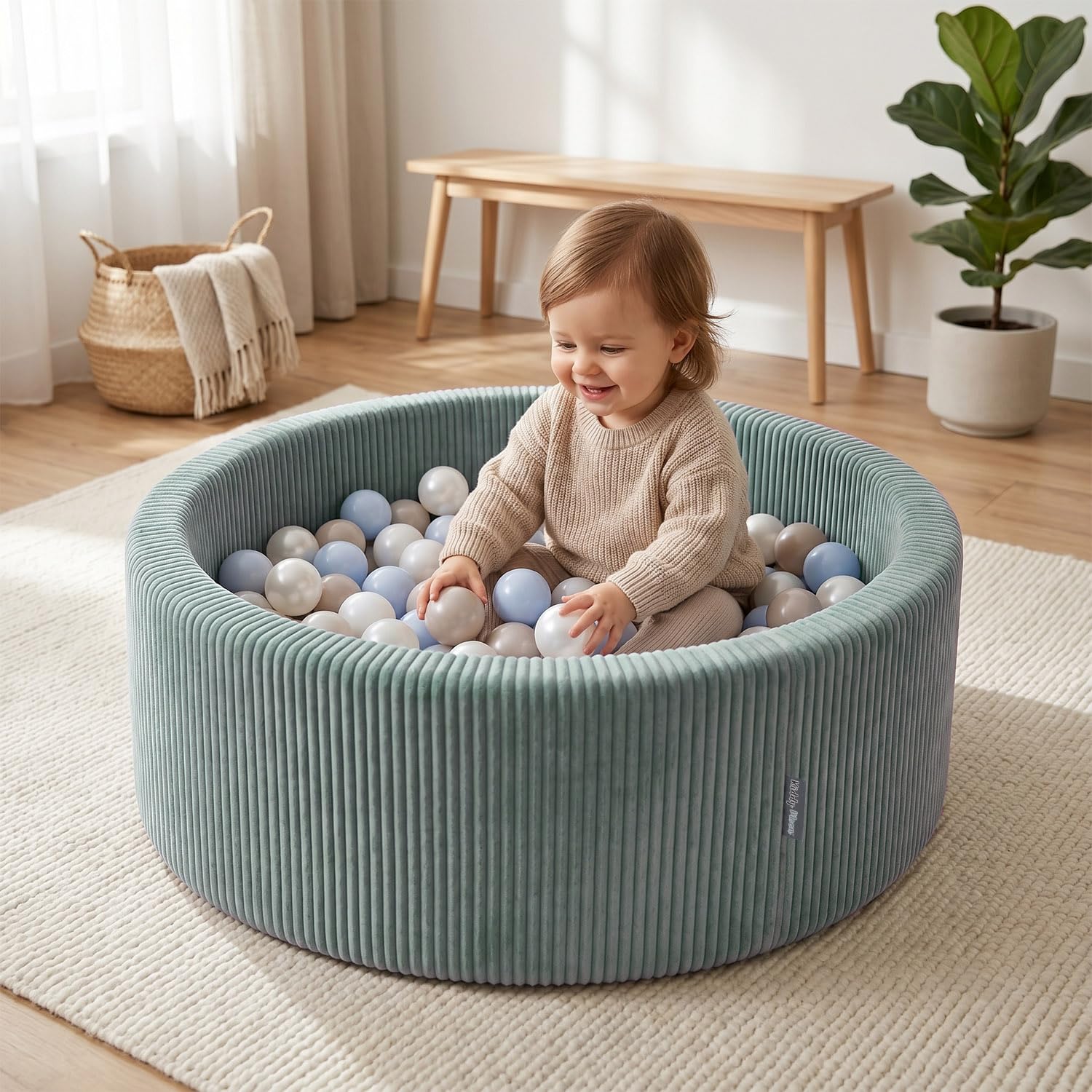 KiddyMoon Piscina Bambini Lavabile 90 X 30 Cm Con 200 Palline, Piscina Con Palline Per Bambini, Gioco Da Interno In Schiuma, Facile Da Pulire