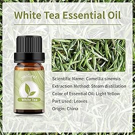yethious White Tea Essential Oil White Tea Oil for Diffuser & Aromatherapy, Baths, Soap, Candle Making Scent Oil 2PCS*10ML