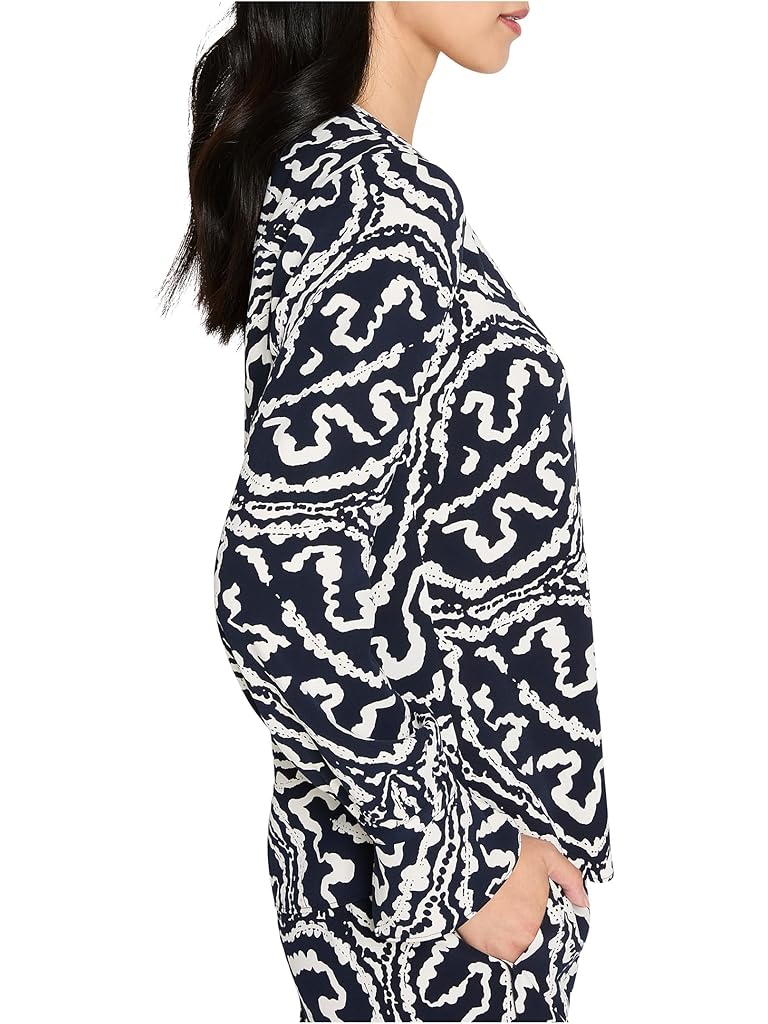 Multi NIC+ZOE Indigo Leaf Double Crepe Top